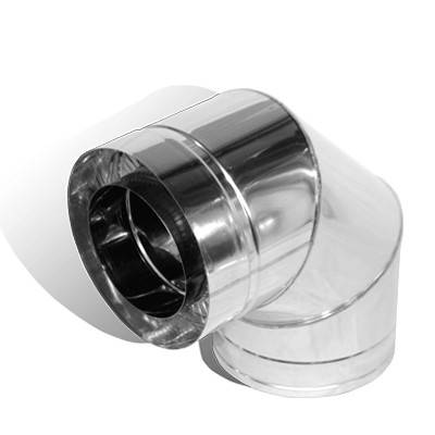 Коліно 90° На Димохід Versia-Lux 150/220 мм нерж/нерж 1 мм двостінне, фото 1