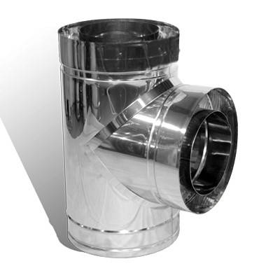 Трійник 87° на димохід Versia-Lux Ø 160/220 мм двостінний нерж/нерж 1 мм, фото 1