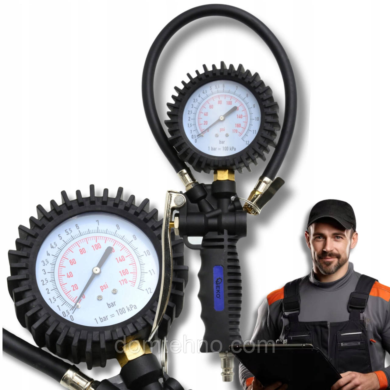 Пістолет для накачування шин з манометром ТГ-49 Geko G03125