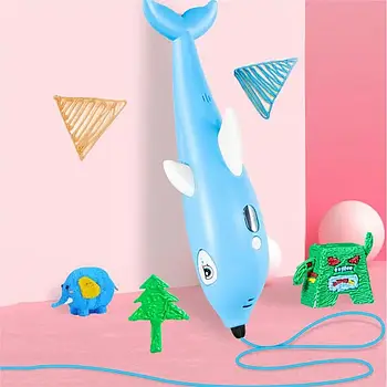 3D Ручка Дельфін (16,5 см, аккумулятор, світло, індикатор, PCL-3 кольори, карти, 2 кольори) 8161