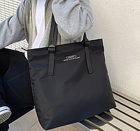 Сумка Шопер Тканинна велика містка жіноча чорна Нейлонова сумка жіноча повсякденна легка через плече