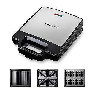 LUGI Мультипекар з насадками 1400 Вт професійна вафельниця електрична Sokany