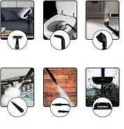 Многофункціональний пароочисник з різними насадками Steam Cleaner 350мл 1000Вт Електричний пароочисник, фото 6