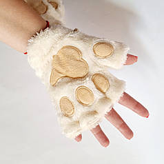 Дитячі рукавички лапка Кішечки молочні