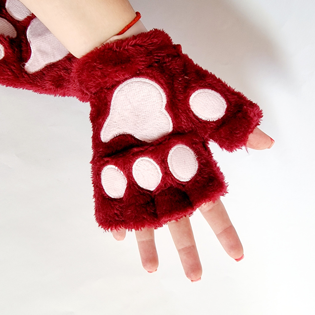 Дитячі рукавички лапка Кішечки бордові