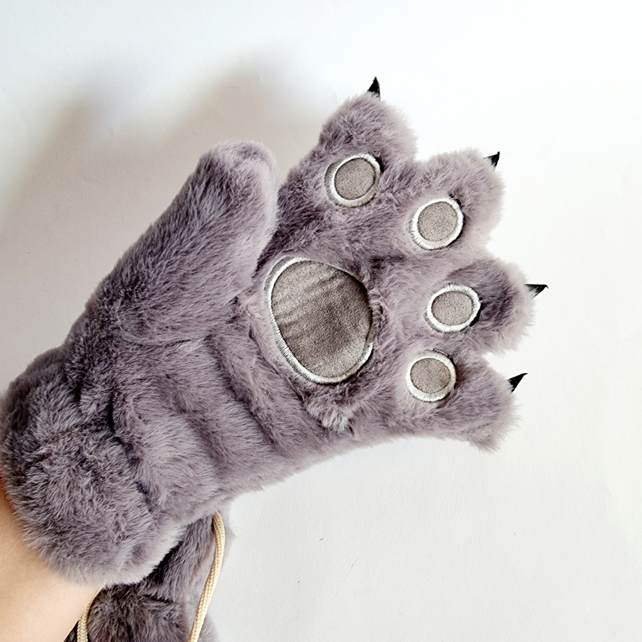 Дитячі рукавички лапка Кішки з кігтями сірі