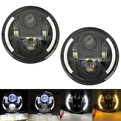 Оптіка Фари на ВАЗ 2101 2121-21213 Нива Уаз Газ Ваз. LED фара, 90W, Світлодіодна лід фара 7 дюймів (ЛУНА)