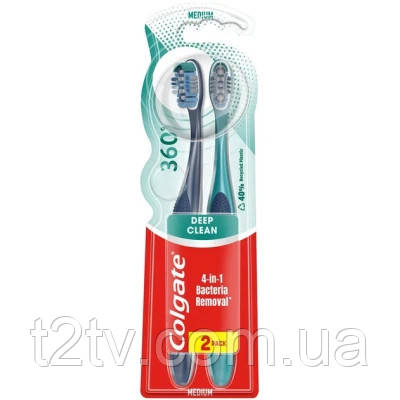 Зубна щітка Colgate 360 Суперчистота всієї ротової порожнини 2 шт. (8718951561441), фото 1