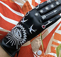 Жіночі шкіряні рукавички на підкладці