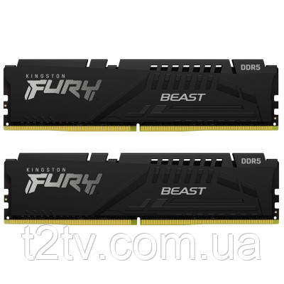 Модуль пам'яті для комп'ютера DDR5 16GB (2x8GB) 5200 MHz Beast Black Kingston Fury (ex.HyperX) (KF552C36BBEK2-16)