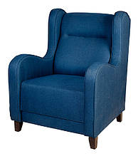 Крісло м'яке нерозкладне дерево/текстиль Класік Модерн Синій