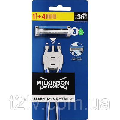 Бритва Wilkinson Sword Essentials 3 Hybrid 1+4 шт. (4027800513505), фото 1