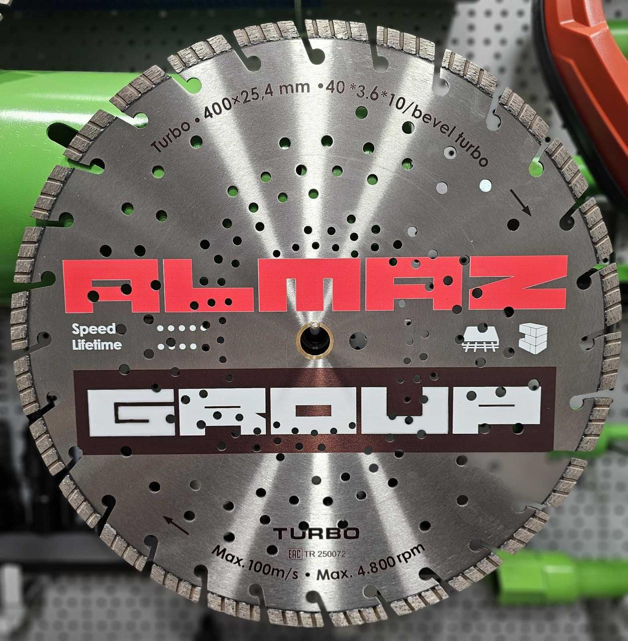 Алмазний диск ALMAZ GROUP Ø 400 мм. сегмент Turbo., фото 1
