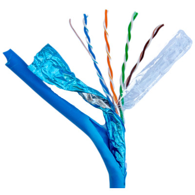 Кабель мережевий GEAR FTP 305м, cat.5e, CCA(25%), 4*2*0,51, PVC, indoor, blue (GEC-FTPCCA25051305), фото 1