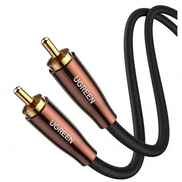 Аудіо-кабель Ugreen AV155 RCA (тато) - RCA (тато) Coaxial PRO Cable Braided, 1 m Gray (70684)