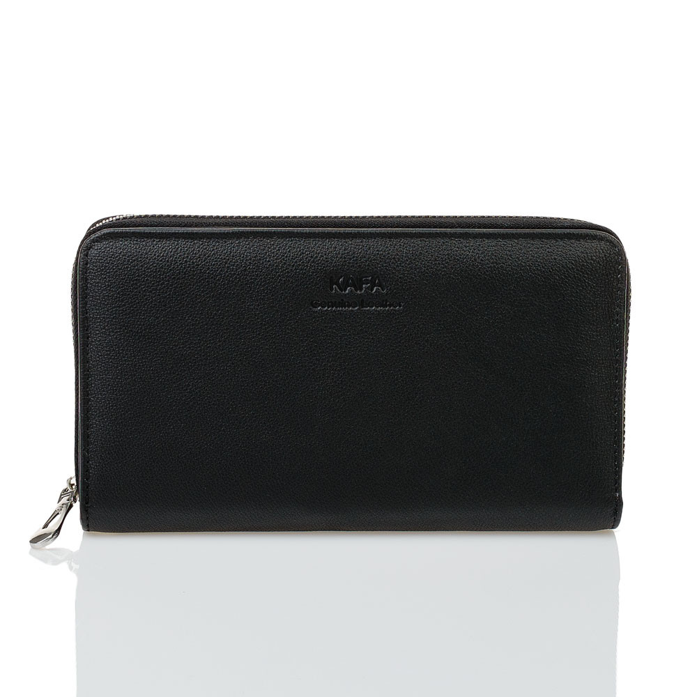 Шкіряний великий чоловічий гаманець борсетка Kafa з RFID-захистом (ST275-A) на блискавці, фото 1