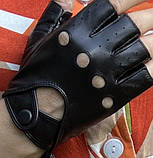 Жіночі шкіряні рукавички без пальців, фото 2
