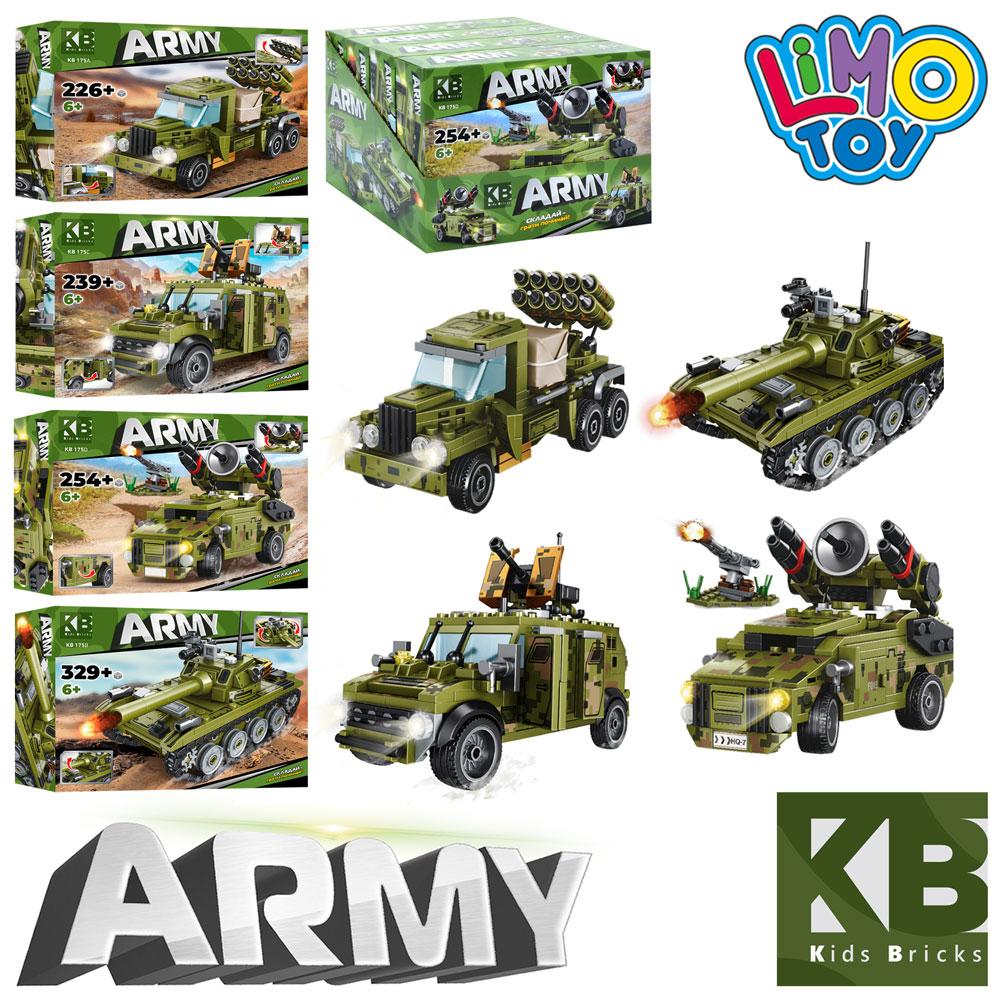 Конструктор LimoToy військовий транспорт, 4 види, від 226 деталей арт. KB 175