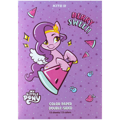 Кольоровий папір Kite А4 двосторонній My Little Pony 15арк/15 кол (LP24-250)