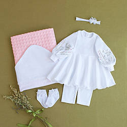 Плаття для хрещення з рожевою крижмою Розмай