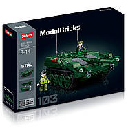Конструктор SLUBAN Model Bricks Бойовий танк STRV 103 M38-B1010, фото 4
