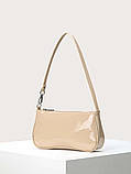 Жіноча сумка 8034 багет лакова бежева, фото 2
