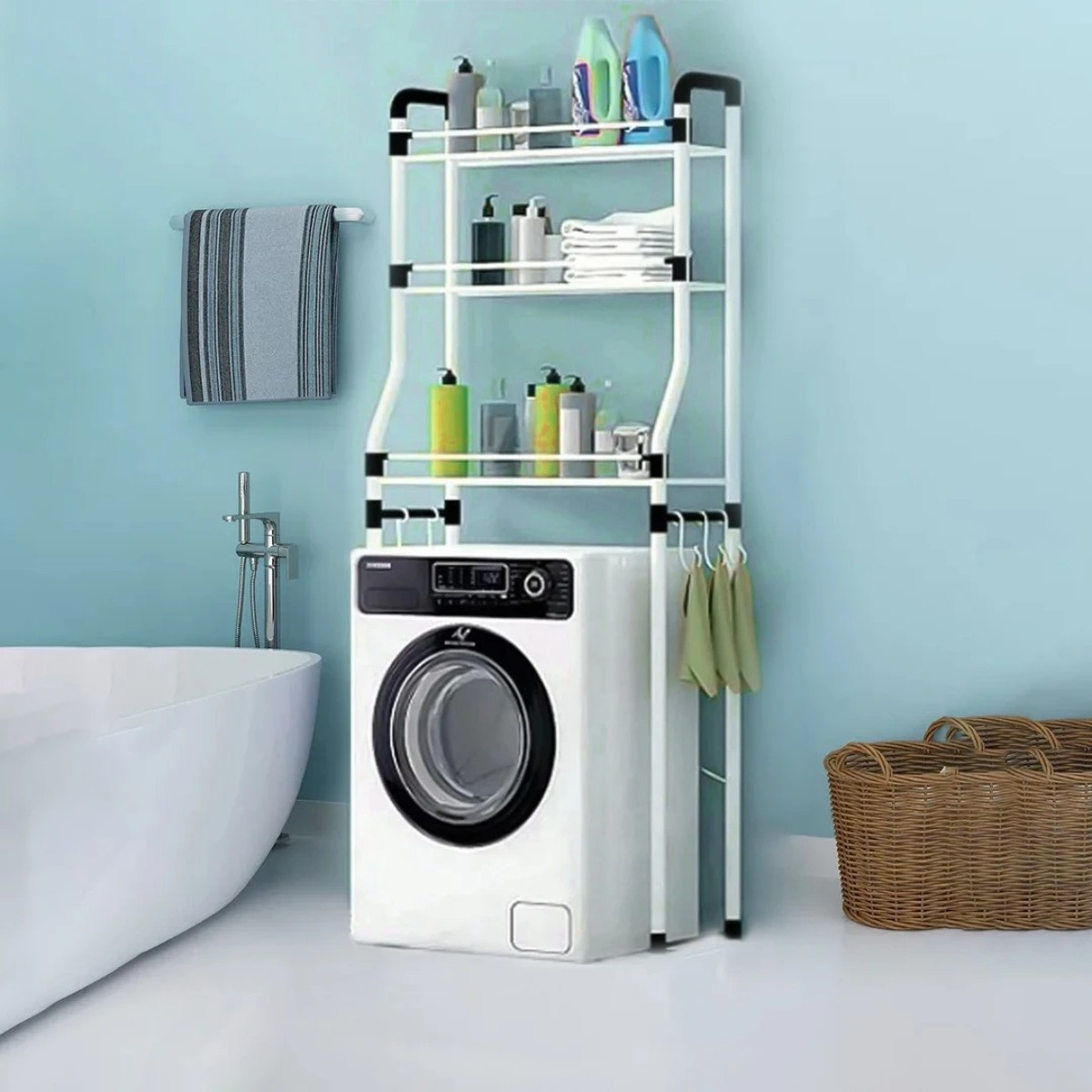 Полиця стелаж підлогова над пральною машинкою Laundry Rack 68 х 25 х 160 см (R30891)