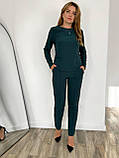 Темно-зелений жіночий костюм: кофта та звужені штани, фото 5