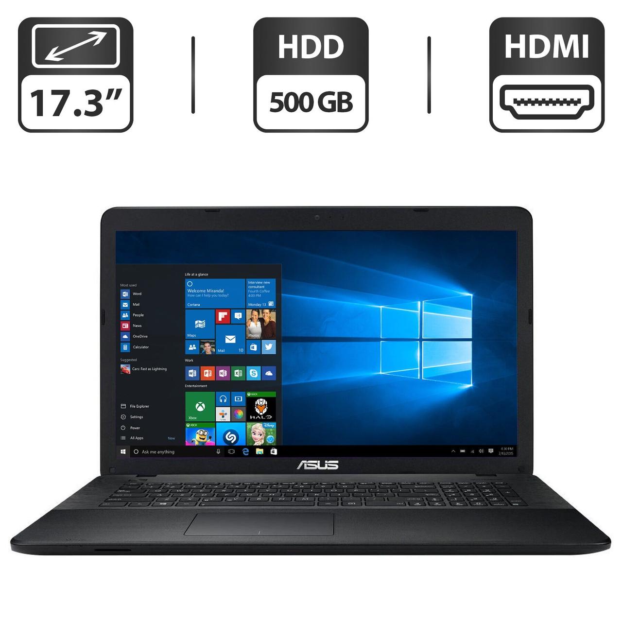 Ноутбук Б-клас Asus F751M/ 17.3" (1600x900)/ Celeron N2930/ 4 GB RAM/ 500 GB HDD/ HD