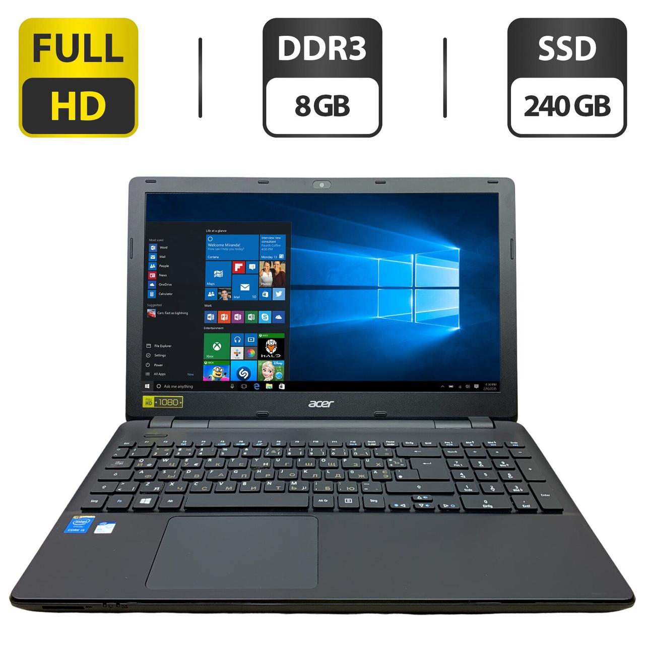 Ноутбук Acer Aspire E1-571/ 15.6" (1920x1080)/ Core i5-4258U/ 8 GB RAM/ 240 GB SSD/ HD 5100