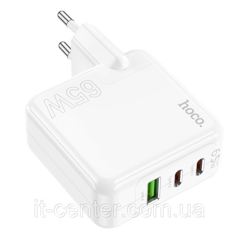 СЗУ блок Hoco C115A PD 65W (1USB/ 2 Type-C) білий