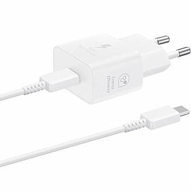 СЗУ блок Samsung (1 Type-C PD25W) + кабель Type-C to Type-C білий