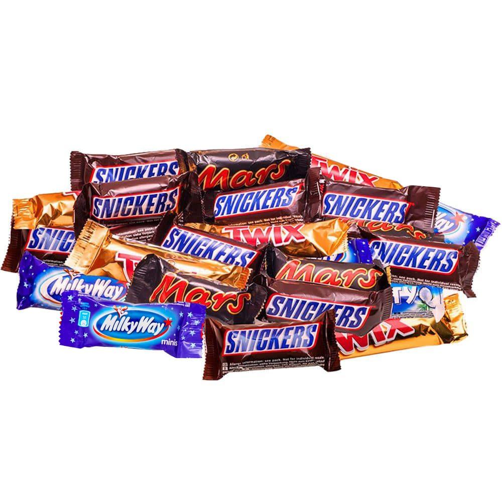 Шоколадні цукерки міні батончики Mars, Snickers, Twix, Milky Way 500 г