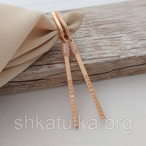 Сережки золоті сірники з круглими білими фіанітами 3.91, фото 1