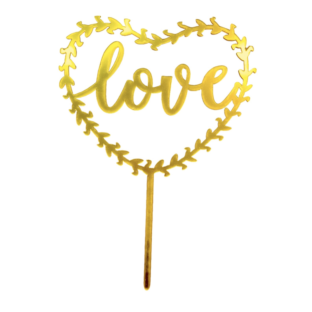 Топпер для торта Серце LOVE | Золото Срібло