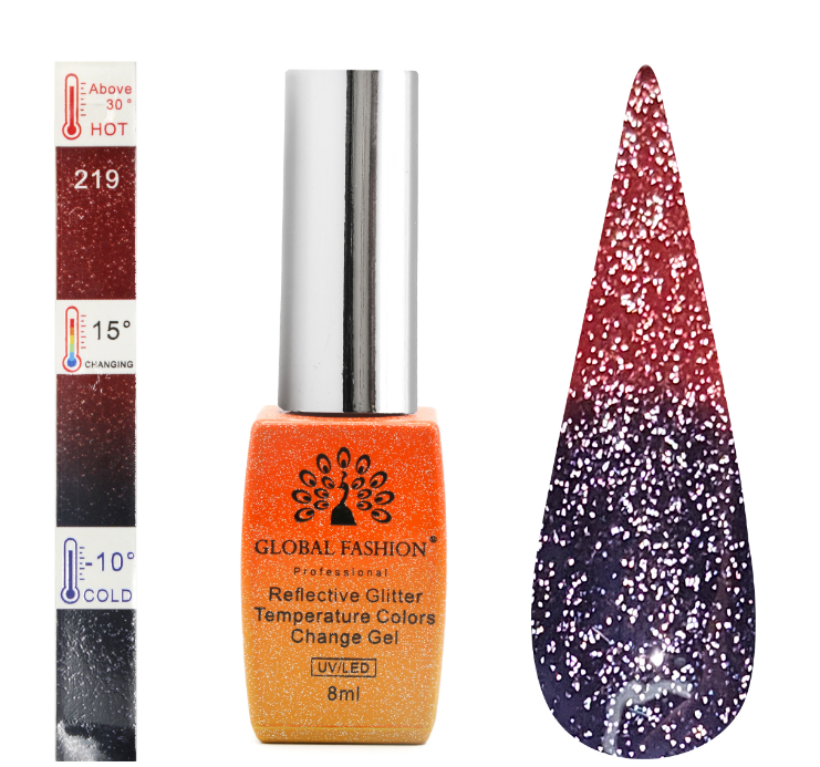 Гель лак Temperature Color Change Disco, Global Fashion 8 мл, 219