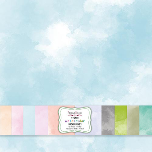Набір двостороннього паперу 30.5х30.5см Fabrika Decoru "Tender watercolor backgrounds" 10 листів FDSP-04014