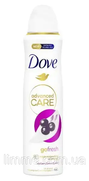Антиперспирант Dove Advanced Care (Ягоди Асаї та Водяної Лілії) 150 мл