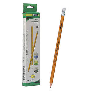 Олівець графітний 4OFFICE пластиковий НВ з гумкою (4-111)