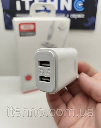 Мережевий ЗП XO L90C Micro 2USB 2.4A EU (Білий), фото 1