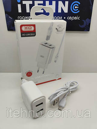 Мережевий ЗП XO L90C Micro 2USB 2.4A EU (Білий), фото 3