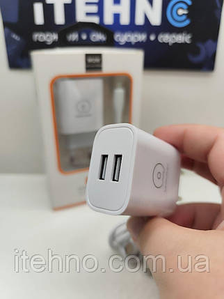 Мережевий зарядний пристрій WUW T48 Micro 2USB 2.4A EU (Білий), фото 1