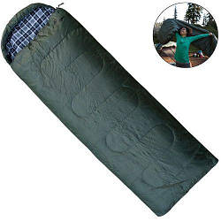 Спальний мішок-ковдра з капюшоном Tramp Ember Plus. Олива. 190х75 см. -5/+10 °C. Правий. Кемпінговий спальник