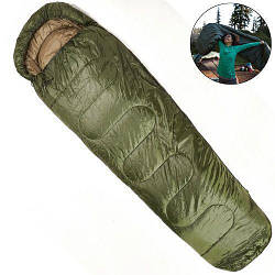 Спальний мішок-кокон Tramp Hunter. Олива. 220х80/55 см. -5/+10 °C. Правий. Кемпінговий спальник