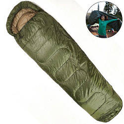 Спальний мішок-кокон Tramp Hunter. Олива. 220х80/55см. -5/+10°C. Левий. Кемпінговий спальник
