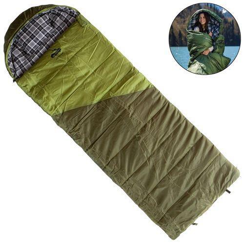 Спальний мішок-ковдра з капюшоном Tramp Kingwood Regular. Олива. 220х80см. -25/-5°C. Левий. Кемпінговий спальник