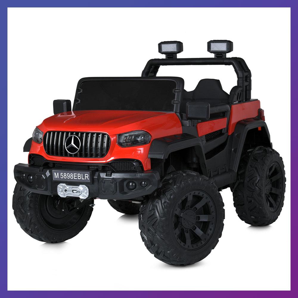 Дитячий електромобіль двомісний на акумуляторі Джип Mercedes M 5898 з пультом р/у для дітей 3-8 років Червоний, фото 1