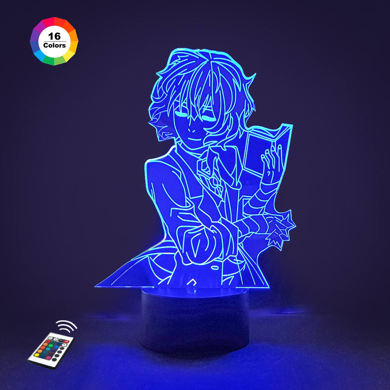 3D світильник нічник з пультом "Дазай Осаму" 3DTOYSLAMP