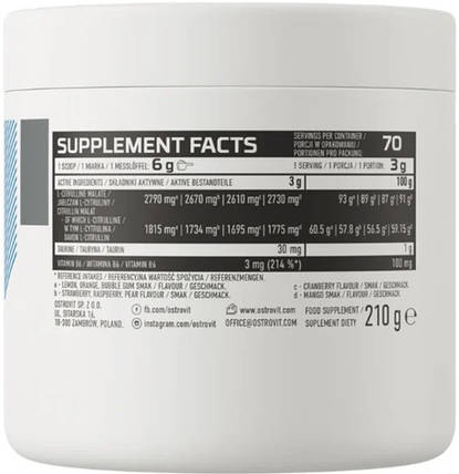 Цитрулін OstroVit Citrulline 210 г малина, фото 2