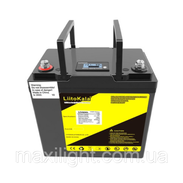 Акумулятор LiitoKala LiFePO4 12V60Ah+LCD. Повністю робочий АКБ з непрацюючим екраном LCD